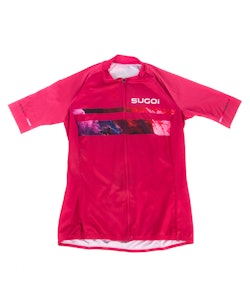 Sugoi | Women's Evolution Zap 2 Jersey | Size Small in Cherry Blossom Red/Thunder Sky