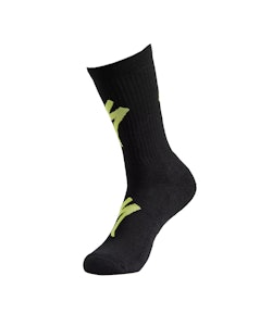 Specialized | Techno Mtb Tall Logo Sock Men's | Size Medium in Black/Hyper Green