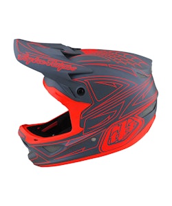 Troy Lee Designs | D3 Fiberlite Helmet Men's | Size Extra Large In Spider Stripe Matte Gray/red