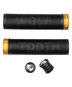 Wolf Tooth Components | Echo Lock On Grips Black Grip With Gold Collar | Rubber