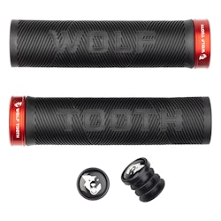 Wolf Tooth Components | Echo Lock On Grips Black Grip With Red Collar | Rubber