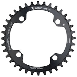 Wolf Tooth Components | 104 Bcd Chainring For Shimano 12 Spd 32T, 104 Bcd, 4-Bolt, Shimano 12-Speed Hyperglide+ Chain, Black | Aluminum