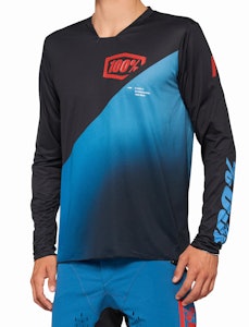 100% | R-Core-X Long Sleeve Jersey Men's | Size Large In Black/slate Blue | Spandex/polyester