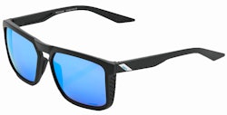 100% | Renshaw Sunglasses In Matte Black/hiper Blue Multilayer Mirror Lens | Rubber