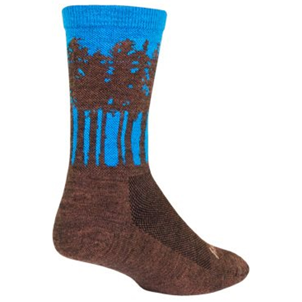 6 inch Large/X-Large Brown/Blue SockGuy Treeline Wool Socks 