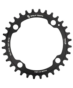 Wolf Tooth Components | 104 Bcd Chainring For Shimano 12 Spd 32T 36T, 104 Bcd, 4-Bolt, Shimano 12-Speed Hyperglide+ Chain, Black | Aluminum