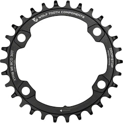 Wolf Tooth Components | 96Bcd Chainrings For Xt M8000 38T, 96 Asymmetric Bcd, 4-Bolt, Drop-Stop, Xt M8000 And Slx M7000, Black | Aluminum