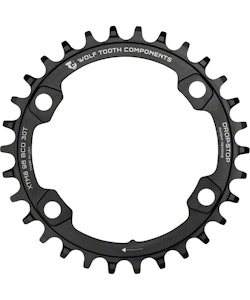 Wolf Tooth Components | 96Bcd Chainrings For Xt M8000 38T, 96 Asymmetric Bcd, 4-Bolt, Drop-Stop, Xt M8000 And Slx M7000, Black | Aluminum