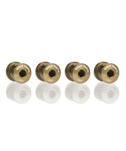 Wolf Tooth Components | 6mm Chainring Bolts+Nuts 4Pc | Gold | 6mm, 4 Pack | Aluminum
