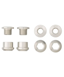 Wolf Tooth Components | 6mm Chainring Bolts+Nuts 4Pc | Silver | 6mm, 4 Pack | Aluminum