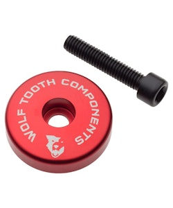 Wolf Tooth Components | Ultralight Stem Cap with Integrated Spacer | Red | 15mm Spacer | Aluminum