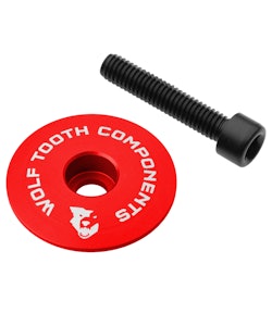 Wolf Tooth Components | Ultralight Stem Cap and Bolt | Red | 1 1/8